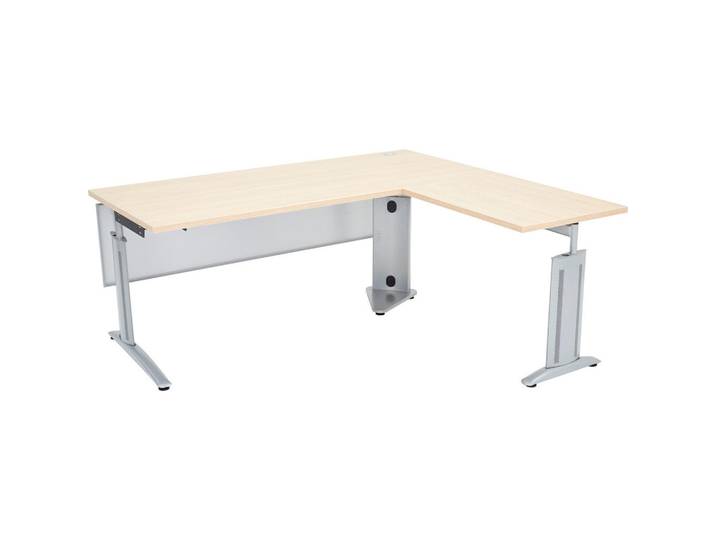 Moderano Eckschreibtisch, Eichefarben, C-Form, 160x68-82x180 cm, Lga, Goldenes M, BQ - Bündnis für Qualität, höhenverstellbar, Büromöbel, Schreibtische, Eckschreibtische