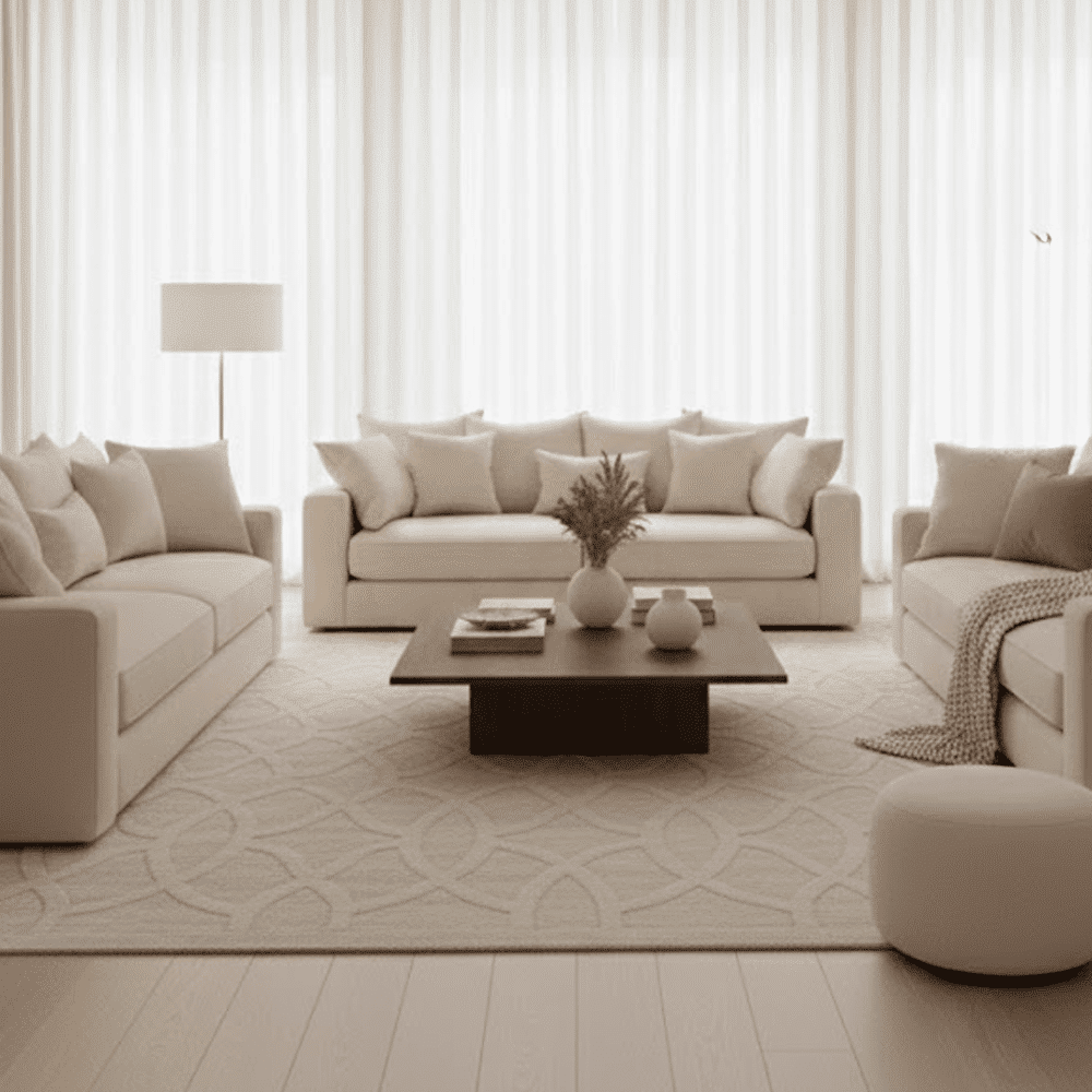 Sarre Cream Geometric Pattern Rug, 350 x 250cm