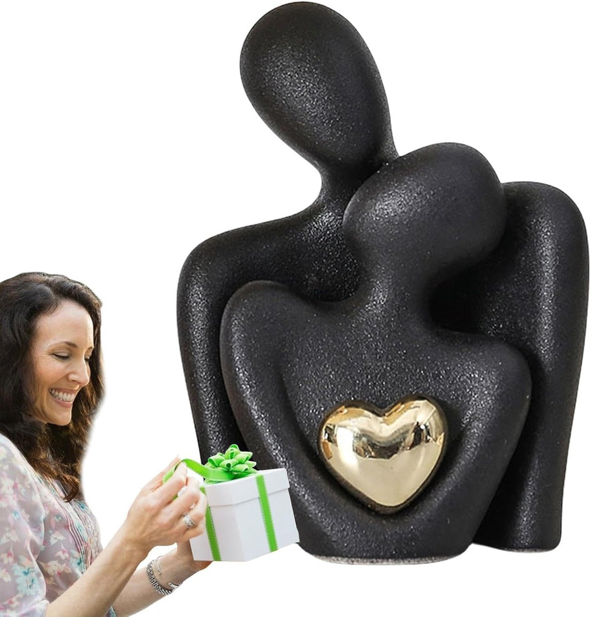 Koppel Beeldje Abstracte Sculptuur Zwart