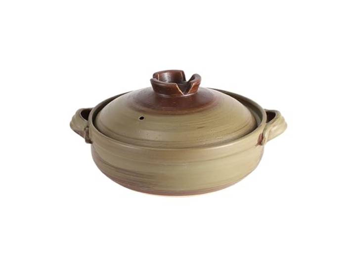 FUIERI Traditioneller Japanischer Tontopf-Auflauf, Familien-Hot Pot, Runder Isolierter Keramik-Auflauf, Suppentopf Zum Dämpfen, Köcheln Und Langsames Schmoren,1