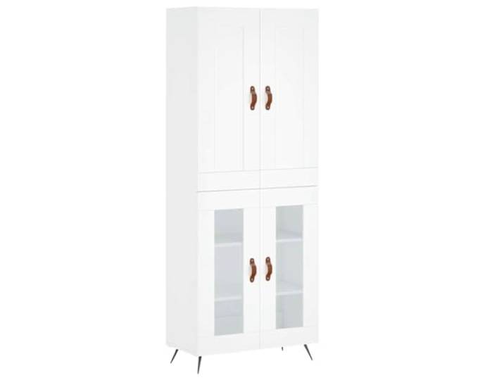 GFMGUEMV Highboard Weiß 69,5x34x180 cm Holzwerkstoff mit Türen Mit 4 Türen, Eisenbeine, feuchtigkeitsbeständig, glatte Oberfläche, wandmontagefähig