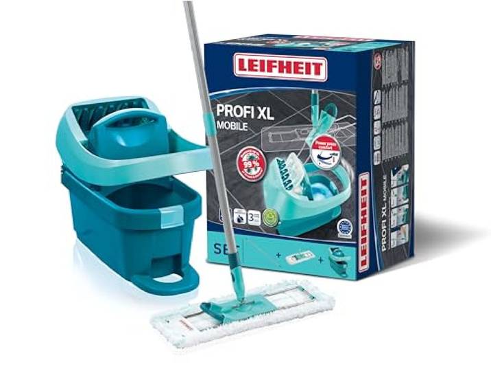 Leifheit Wischtuchpresse Set Profi XL, Bodenwischer 42 cm mit Fußpresse