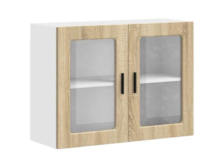 GPWERSDF Küchen-Hängeschrank mit Glastür Porto Sonoma-Eiche Holzwerkstoff, Feuchtigkeitsbeständig, Wandmontage, Viel Stauraum, Pflegeleicht