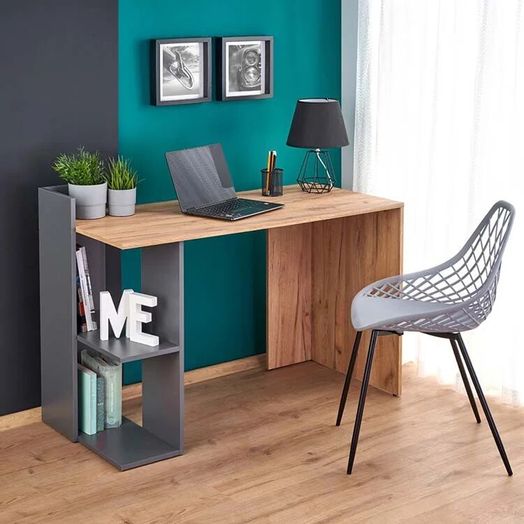 garneroarredamenti Scrivania ufficio moderna 122x57cm rovere antracite Lauren Gihome®