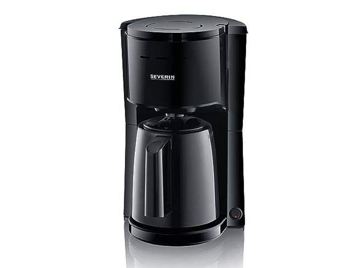 SEVERIN Cafetière Filtre Isotherme\, 1 000 W\, Capacité de 1L\, Jusqu'à 8 tasses\, Verseuse isotherme avec couvercle de filtration\, Noir\, KA 9306