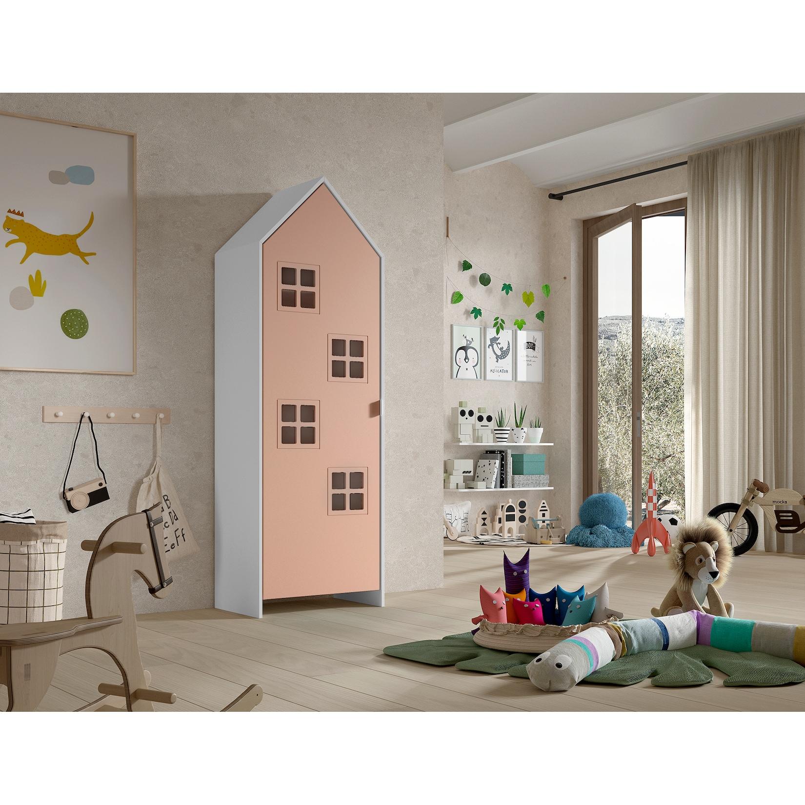 CASAMI BRUGES Schrank mit 1 Tür, 4 Fenster, Ausführung MDF pink lackiert