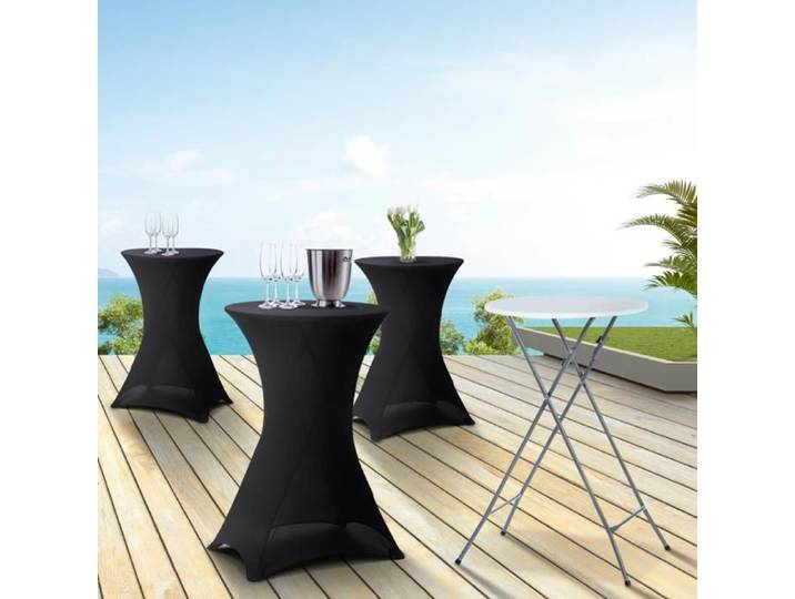 IDMARKET Lot de 4 tables hautes pliantes 105 CM et 4 housses noires