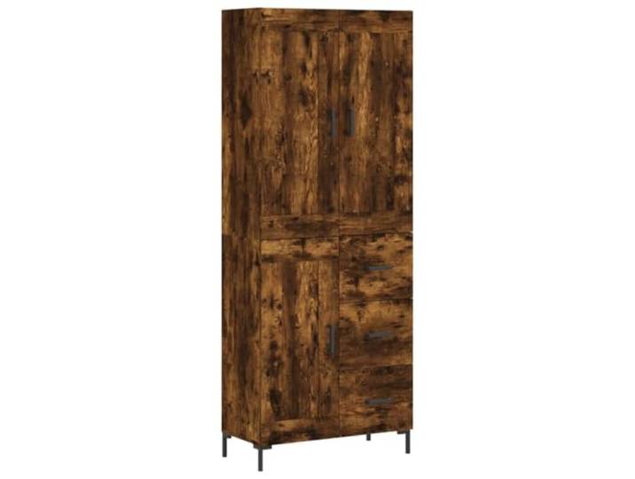 GHVBNMF Highboard Räuchereiche 69,5x34x180 cm Holzwerkstoff Schrank Elegantes Highboard fürs Wohnzimmer mit viel Stauraum hinter praktischen Türen und stabilen Metallfüßen für Ordnung.