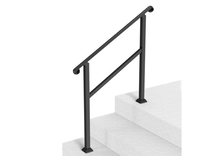 VEVOR Rampe d'Escalier pour 2-3 Marches Extérieures Main Courante Escalier avec Kit d'Installation\, 1 Barre Transversale\, Garde Corps Intérieur pour Personnes Âgées\, Porche\, Terrasse\, Maison\, Noir