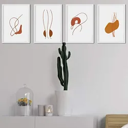 POSTER Set mit 4 Marokko Folienpackung ‚Barren‘ mit Brauntönen A4 Schwarzer Rahmen