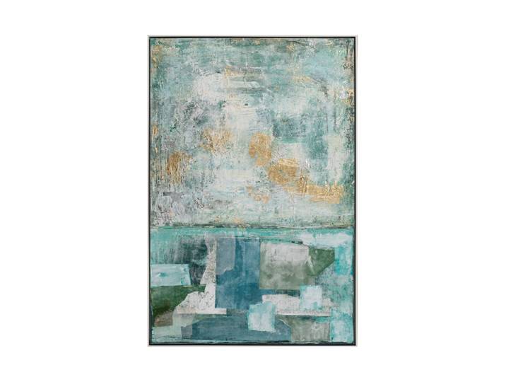 Handgemaltes Bild „Green & Blue“ 82.5 x 122.5 cm Blau, Gold, Grün Crea Collection