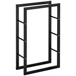 MODFU Kaminholzständer Kaminholzregal Metall Schwarz 100x60x25 cm für ordentliche Holzlagerung, robust beschichteter Stahl, für innen und außen