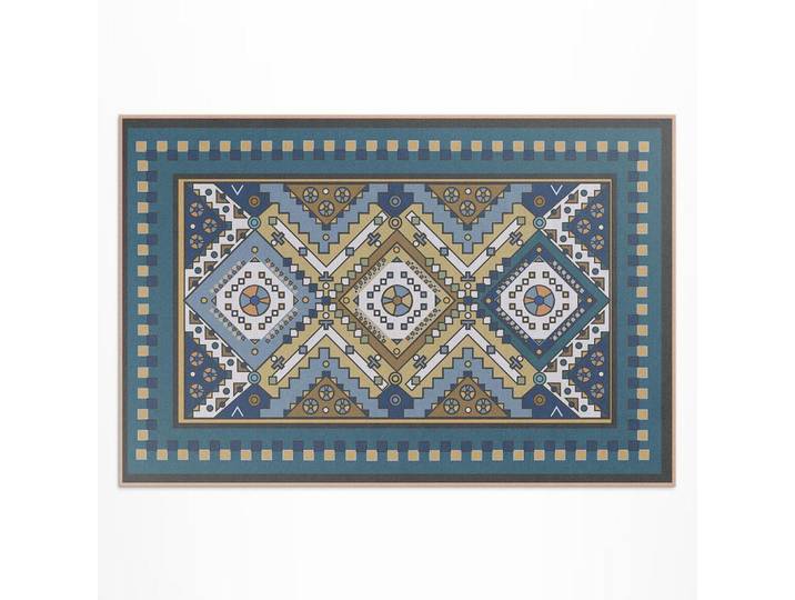Wallfluent Teppich 150x225 cm Marokkanisches geometrisches Ornament, Dunkelblau, Kunststoff, 150x225 cm, Teppiche und Böden, Teppiche
