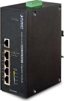 Planet Industrial Gigabit Switch IGS-504HPT 5 Port für Hutschienenmontage