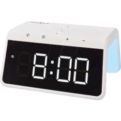 N WCACQ30WT - Wecker Kabelloses Ladegerät, USB-A Stecker, Nachtlicht, Snooze