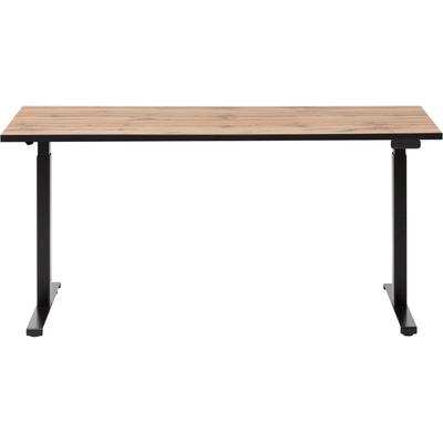 Schreibtisch SCHILDMEYER "Serie 2000, Schreibtisch elektrisch, Made in Germany, B: 160 cm", beige (eiche landhaus dekor, schwarz, eiche landhaus dekor), Tische, Schreibtisch, Solide Verarbeitung - Dieses Produkt ist in Deutschland gefertigt