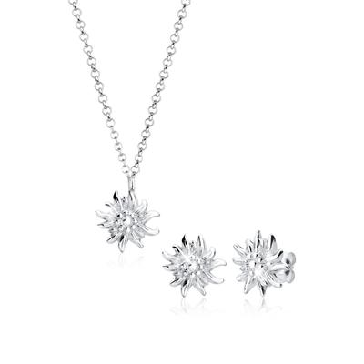 Schmuckset ELLI "Elli Schmuckset Edelweiss Tracht 925 Silber", silber, Schmuck_Sets, Damen, onesize, ohne Stein, Silber 925 (Sterlingsilber), Schmuckset
