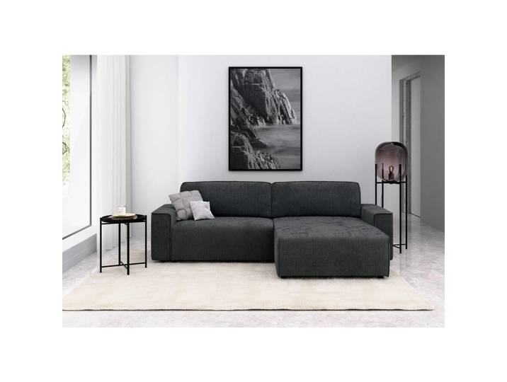 Ecksofa, Dunkelgrau, 265x164 cm, Textil, 4-Sitzer & Ottomane Rechts, Modern