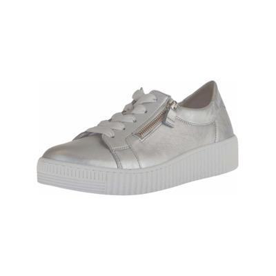 Sneaker GABOR "Gabor Sneaker Leder", Damen, Gr. 39, silber, Leder, Schuhe Sneaker