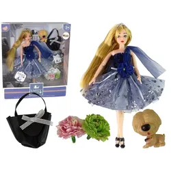 Baby-Emily-Puppe mit Hundehandtaschen-Blumen