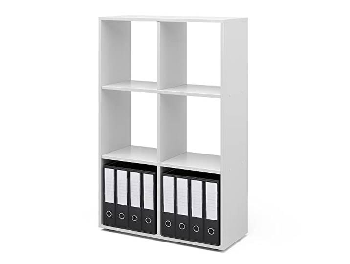Vicco Raumteiler, Weiß, 72 x 107.8 cm mit 2 Faltboxen, zur flexiblen Raumaufteilung und Aufbewahrung nutzbar