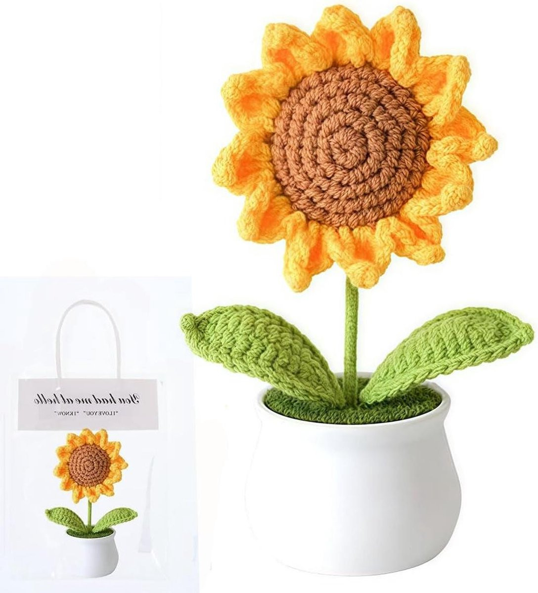 Handgemaakte gehaakte zonnebloem decoratie voor huis en kantoor