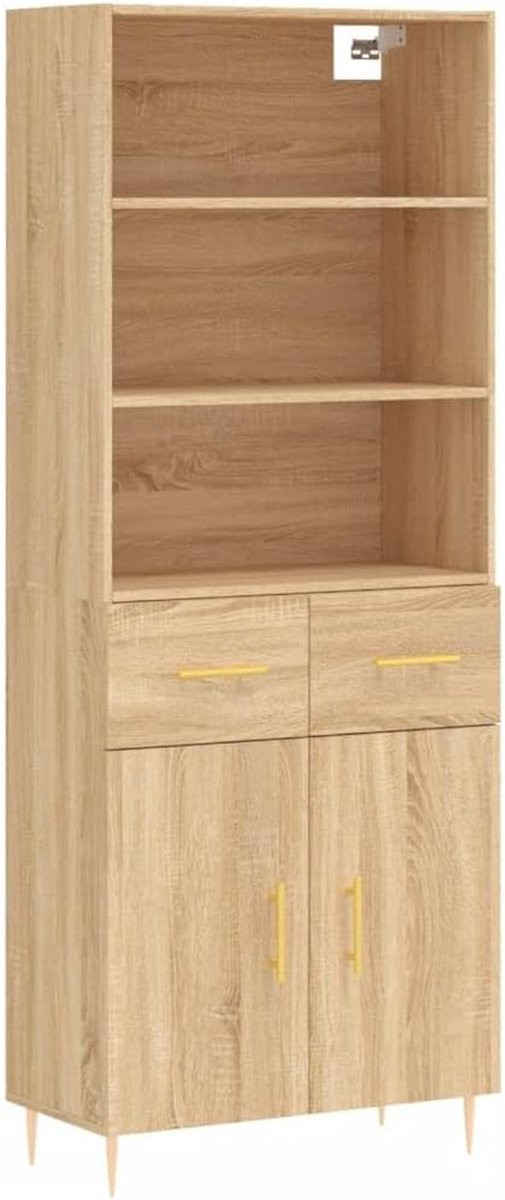 Modulaire Opbergkast Highboard Sonoma-eiken met Metalen Details, H 180 x B 695 x D 34 cm