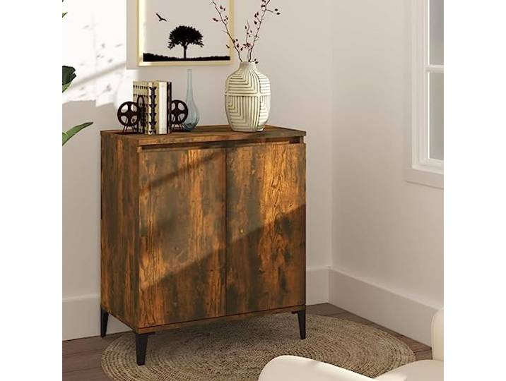 SDWEHO7 Beistellschrank Modern Stil Sideboard mit 2 Türen, Schmaler Sofatisch Flurtisch Aufbewarhungsschrank Organisationseinheit für Wohnzimmer, Räuchereiche 60x35x70 cm