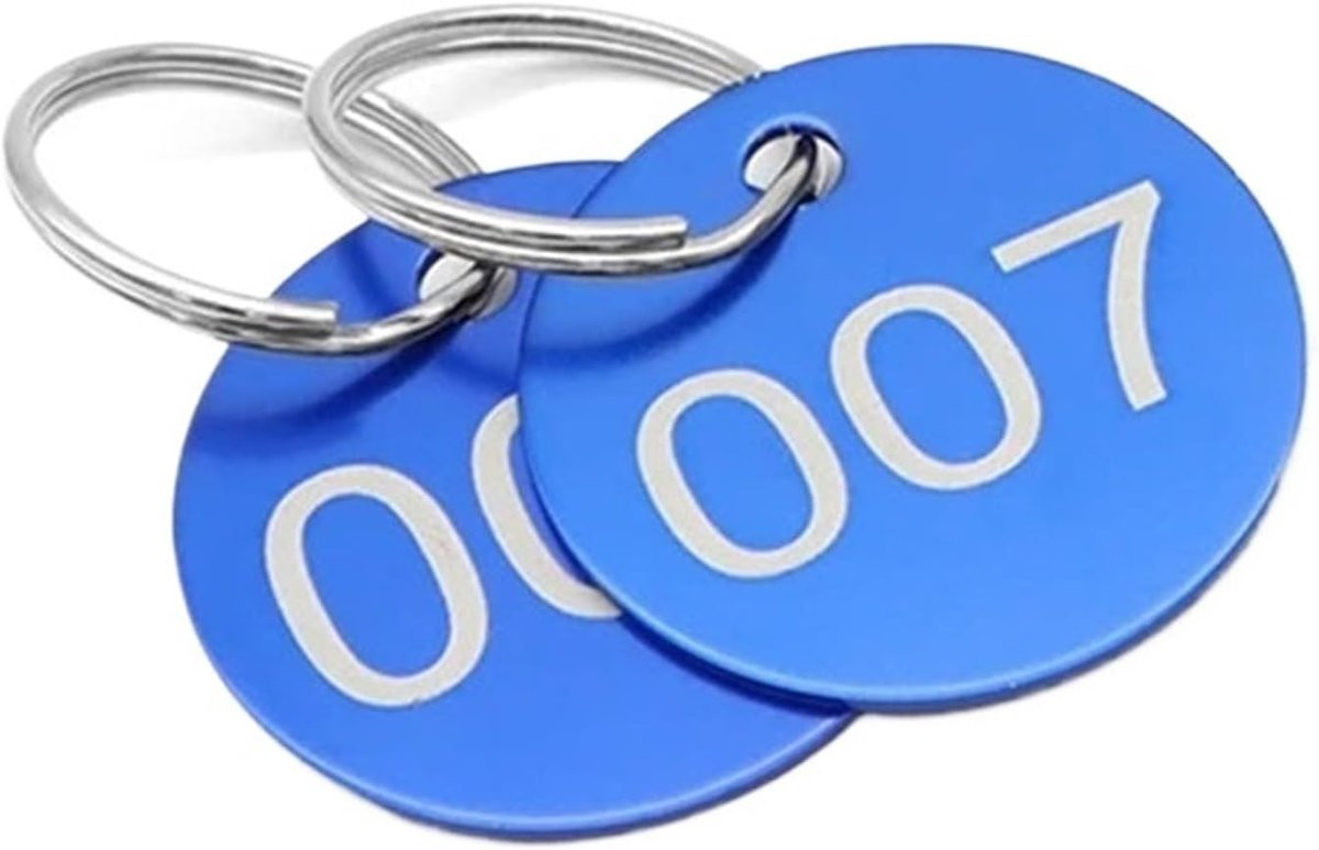 Blauwe Metalen Nummerlabels - Ronde Roestbestendige Tags voor Item Markering - 101-200