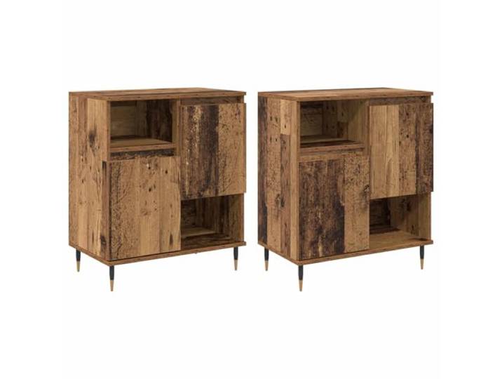 LKJephalotrop Sideboard 2er Set, Kommode 60x35x70 cm, Altholz-Optik Stilvoller Stauraum für Wohnzimmer und Esszimmer: Zwei Schrankelemente mit Metallbeinen für Geschirr und Dekoration.
