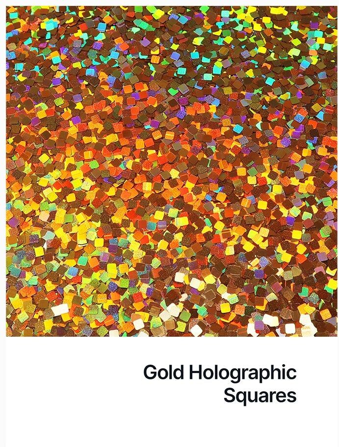 Hemway Shaped Craft Glitter   Square   Epoxy Resin, DIY, Tumbler, Decoration - Gold Holographic - Shaped 50g