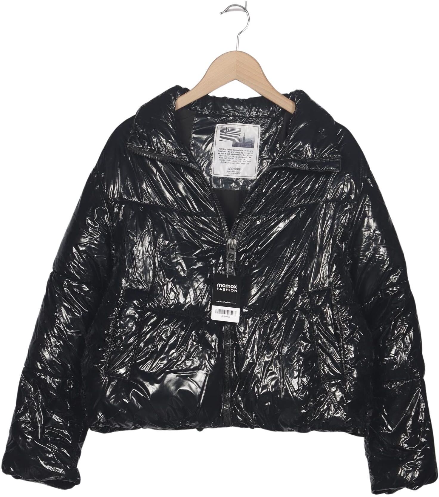 bershka Damen Jacke, Schwarz, Gr. S, Synthetik - Second Hand
