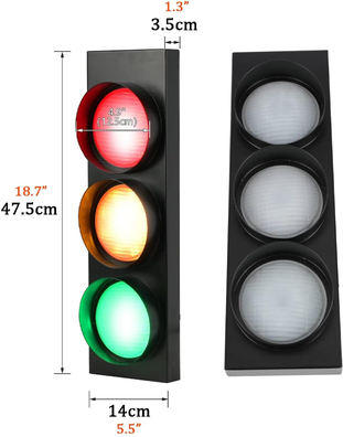 Friendly Fresh Finds Traffic Light Wall Lamp With Remote Control LED 3 Color Traffic Light Wall Lamp For Vintage Decor wiring Style 110v 130v