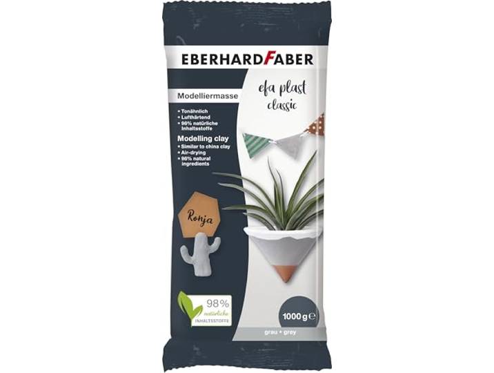 EBERHARD FABER - Luchtdrogende boetseerklei, grijs, 1 kg