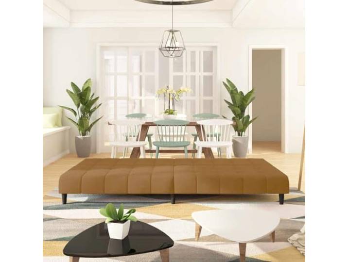 KTHLBRH 2-Sitzer-Sofa aus Samt, Braun Holzgestell, umwandelbar, Schaumstoff, 110 kg, 200 x 100 cm