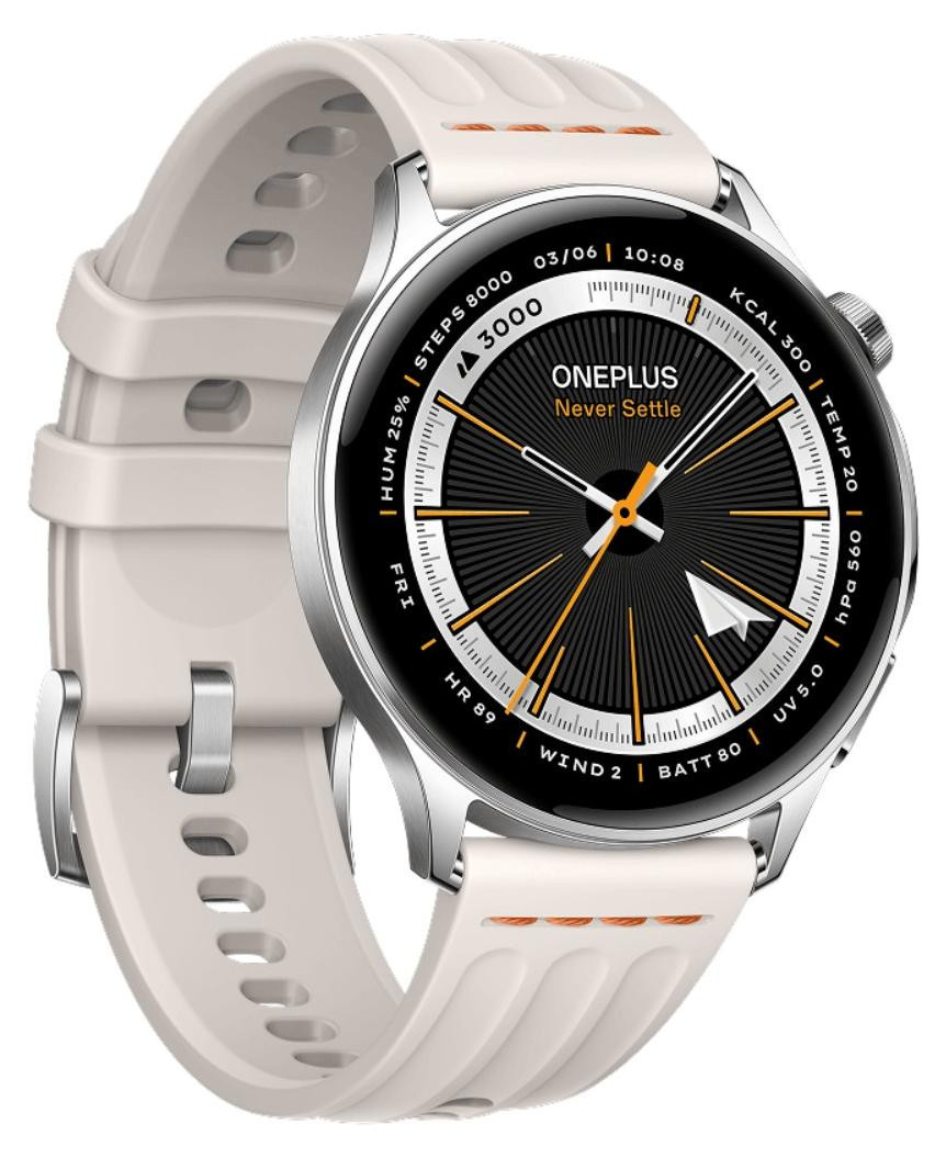 OnePlus Watch Lite 45mm met zilverkleurige stalen band