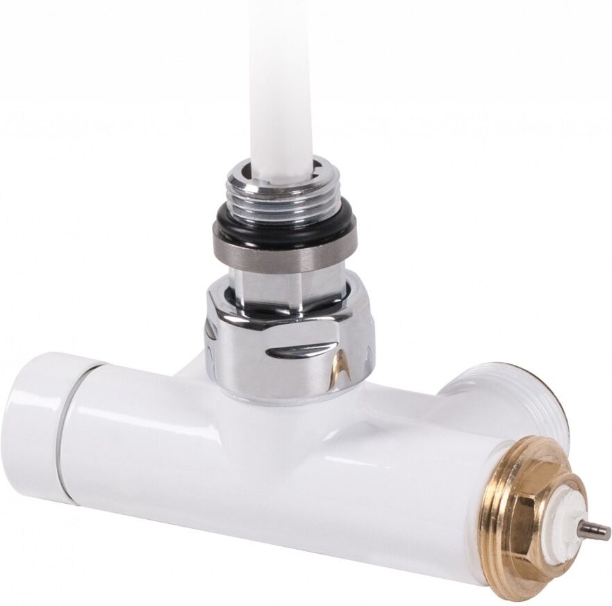 "Terma Lanzen-Thermostat-Verbundeckventil 50mm CYLINDER GZ 1/2""-GZ 3/4"" links, TGZTBI008, Weiß TGZTBI008"