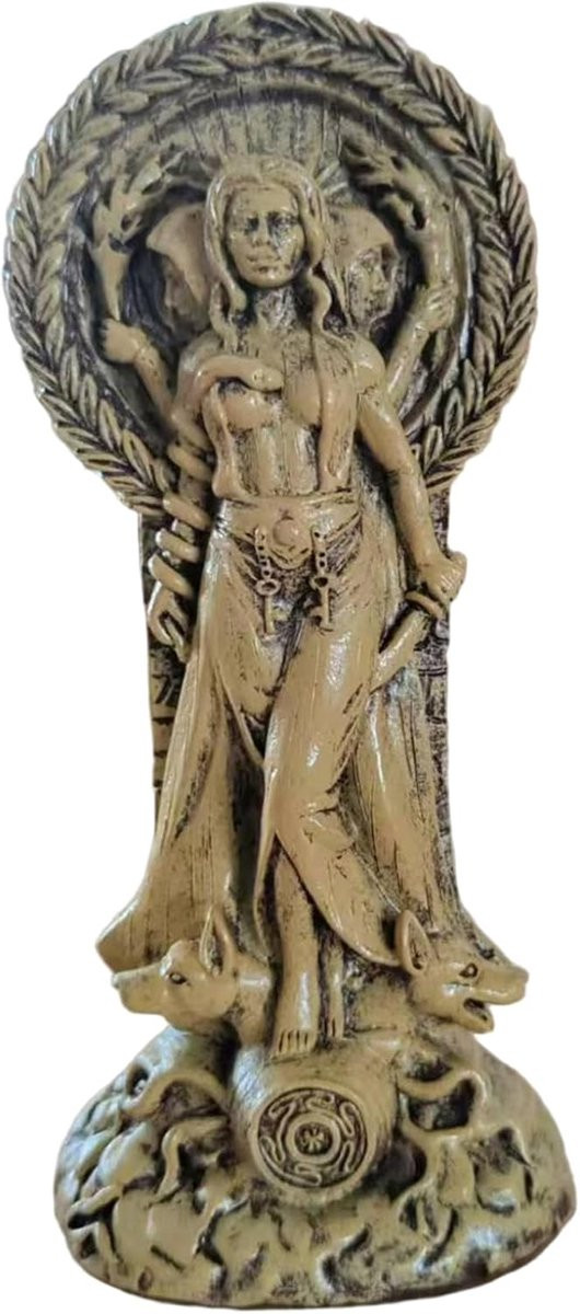 Hekate Beeld - Godinnen Figuur - Spirituele Decoratie - Khaki - 15 x 7 cm
