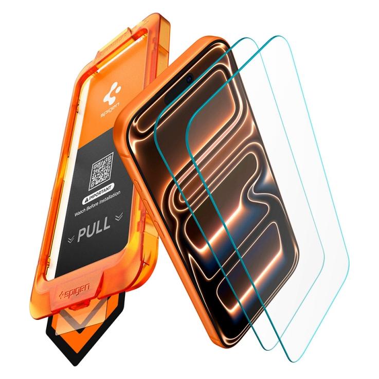 Spigen - (2 pack) Glas.tR AlignMaster S (AGL10105) - iPhone 18 Pro / iPhone 17 Pro - Clear (2 Stk., Apple iPhone 17 Pro, Apple iPhone 18 Pro) (AGL10105)