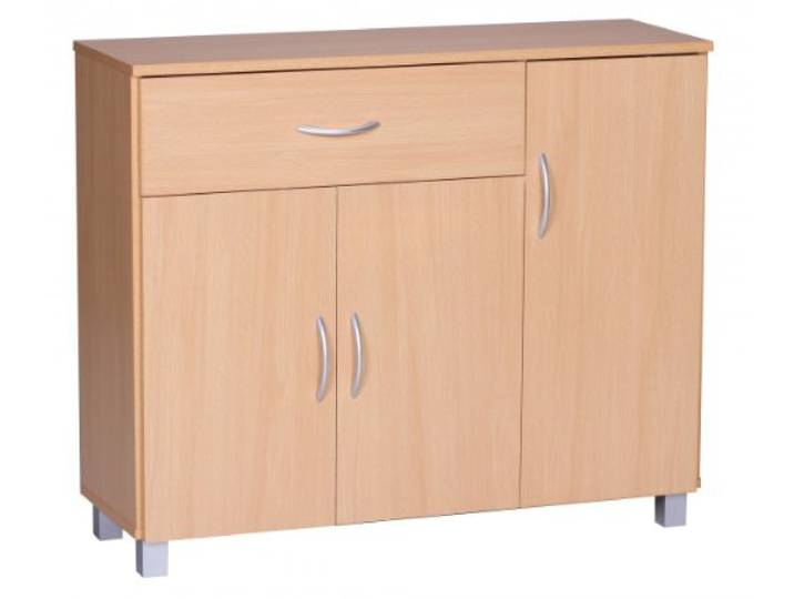 WOHNLING Dressoir Sete 90x30x75 cm Beuken met 3 Deurtjes, Commode