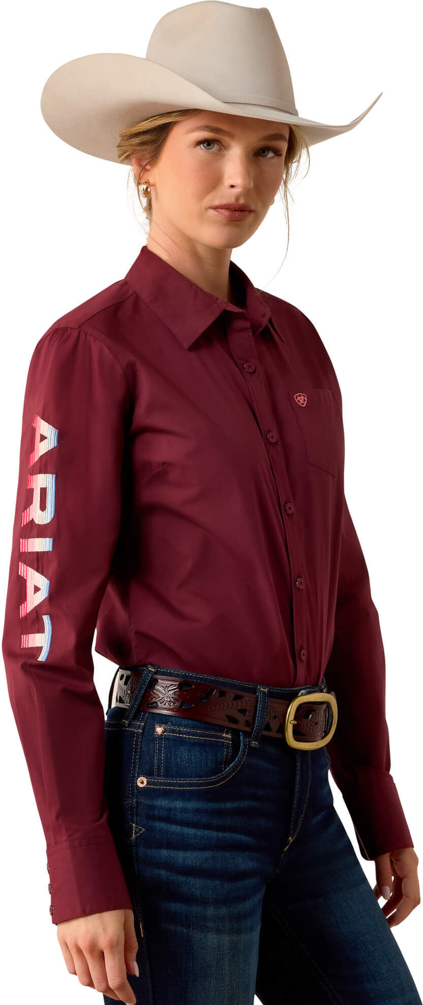 Women's Team Kirby Stretch Shirt in Zinfandel, Size: 2XL by Ariat