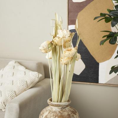 ARCILLA ELEMENTAL Cream Dried Plant Tall Home Decor Natural Foliage with Leaves