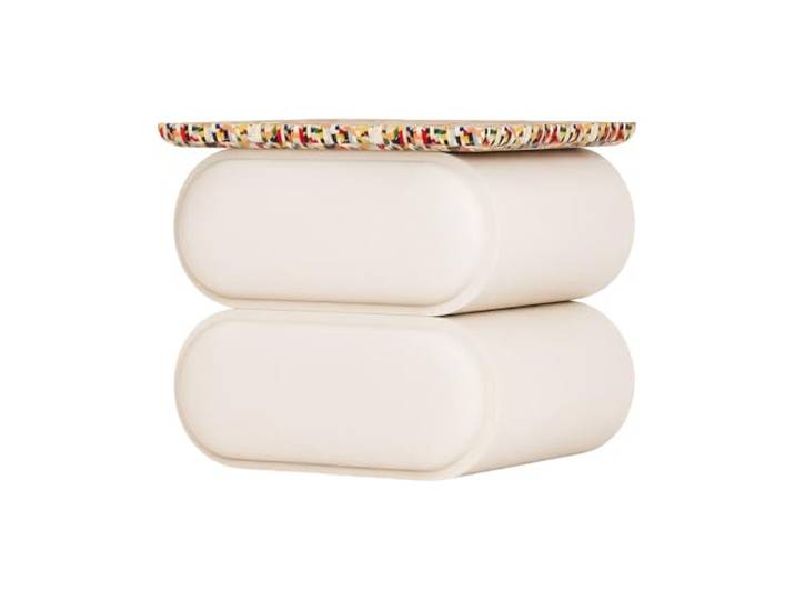 Kx9Lb8d Nachttische Nachttisch mit 2 ovalen Schubladen im Stapeldesign For die Organisation der Schlafzimmeraufbewahrung(Beige,Groß)