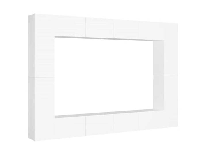 RJPLMFV TV-Bank, 8-teilig, Weiß, Holz, Technik Wandmontage, Aufbewahrung von Regalen, leicht zu reinigen, praktisches Design