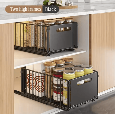 Inspire Picks Double Layer Sliding Storage Basket For Bottles & Household Organization two High Frames