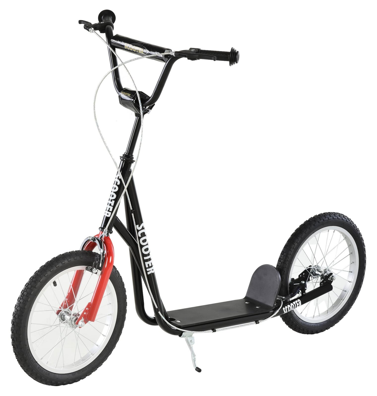 HOMCOM Loopfiets voor kinderen, scooter en stadsroller met luchtbanden, verstelbaar, zwart