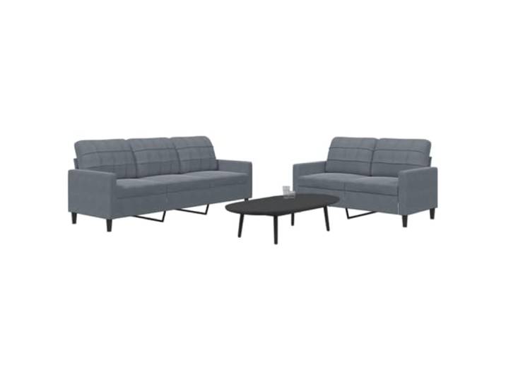 HEFZGDB 2-TLG. Sofagarnitur mit Kissen Dunkelgrau Samt - Weiches Velours Sofa Set mit Metallgestell für Wohnzimmer, Bequeme Polsterung und Modernes Design, Langlebige Qualität
