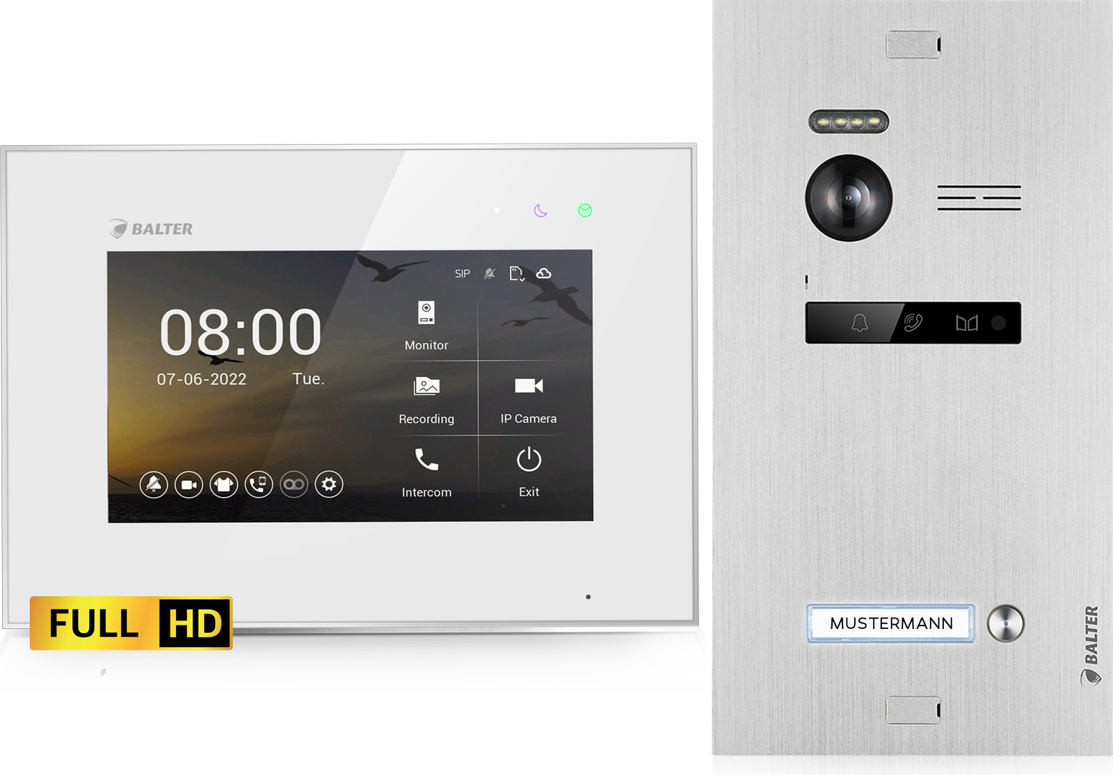 Balter EVO HD HD-videodeurbelinstallatie met monitor voor eengezinswoningen
