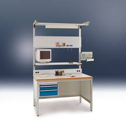 Manuflex ZB8235.9006 Schwenkarm Ablageboard 370x370mm mit Doppelgelenk für ALU Tisch ähnlich RAL9006 alusilber Alusilber