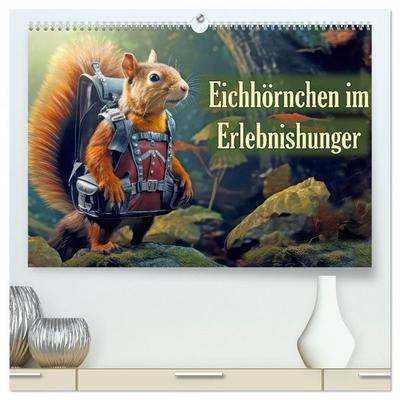 Eichhörnchen im Erlebnishunger (hochwertiger Premium Wandkalender 2026 DIN A2 quer), Kunstdruck in Hochglanz